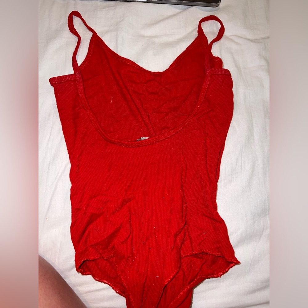 Red open back brandy bodysuit